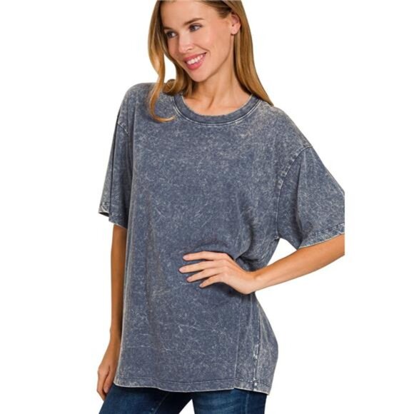 NWT Zenana Washed Short Sleeve Top - Picture 1 of 3